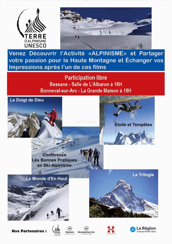 Films et Conférences "ALPINISME" - "SKI-ALPINISME" à Bessans et Bonneval-sur-Arc