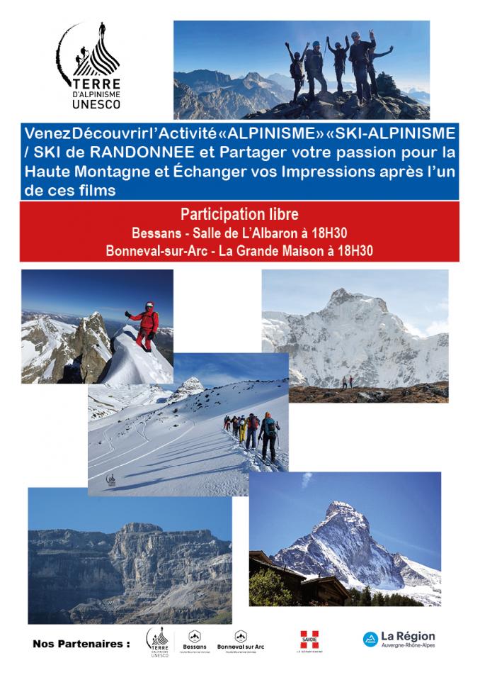 Films et Conférences "ALPINISME" - "SKI-ALPINISME" à Bessans et Bonneval-sur-Arc