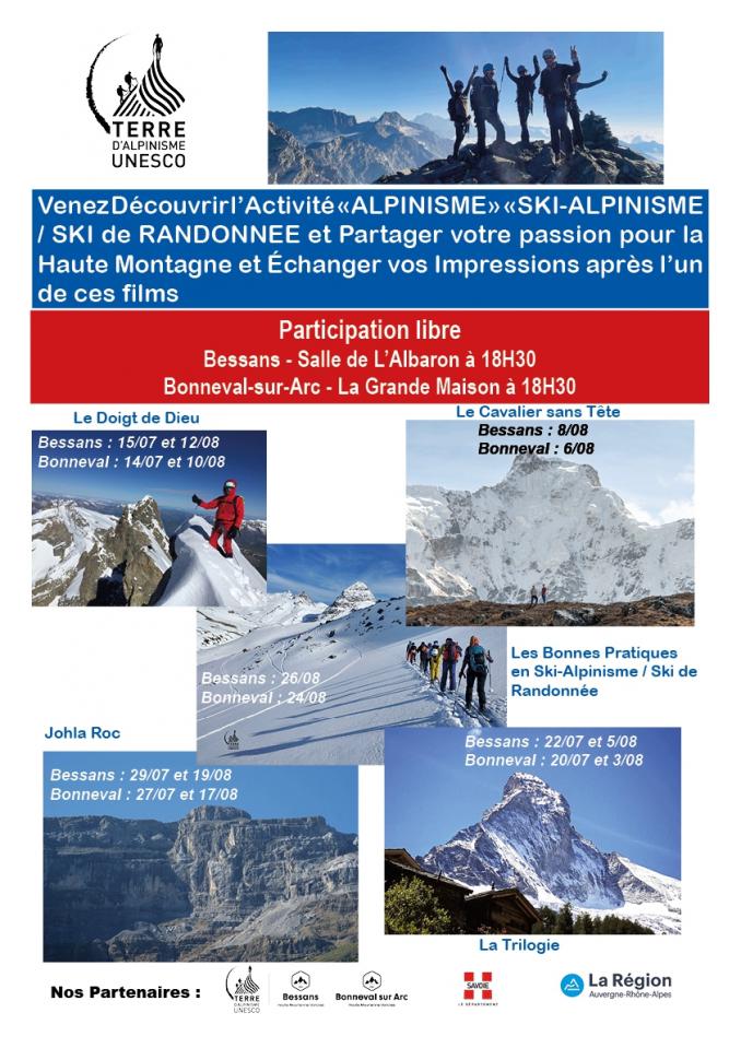 Films et Conférences "ALPINISME" - "SKI-ALPINISME" à Bessans et Bonneval-sur-Arc